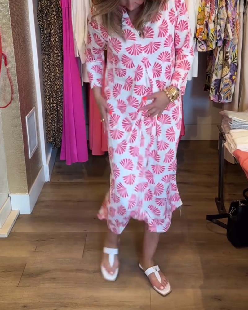 Casual Botanical Print Dress