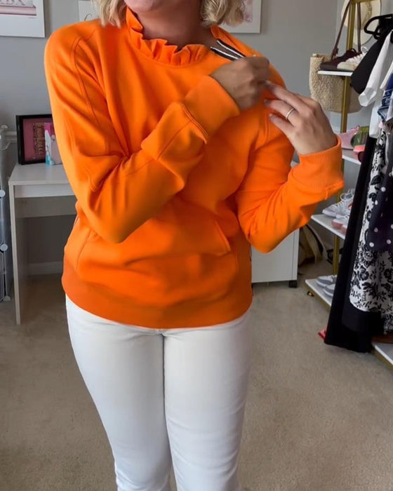 Solid Color Long-Sleeved Zipper Sweatshirt