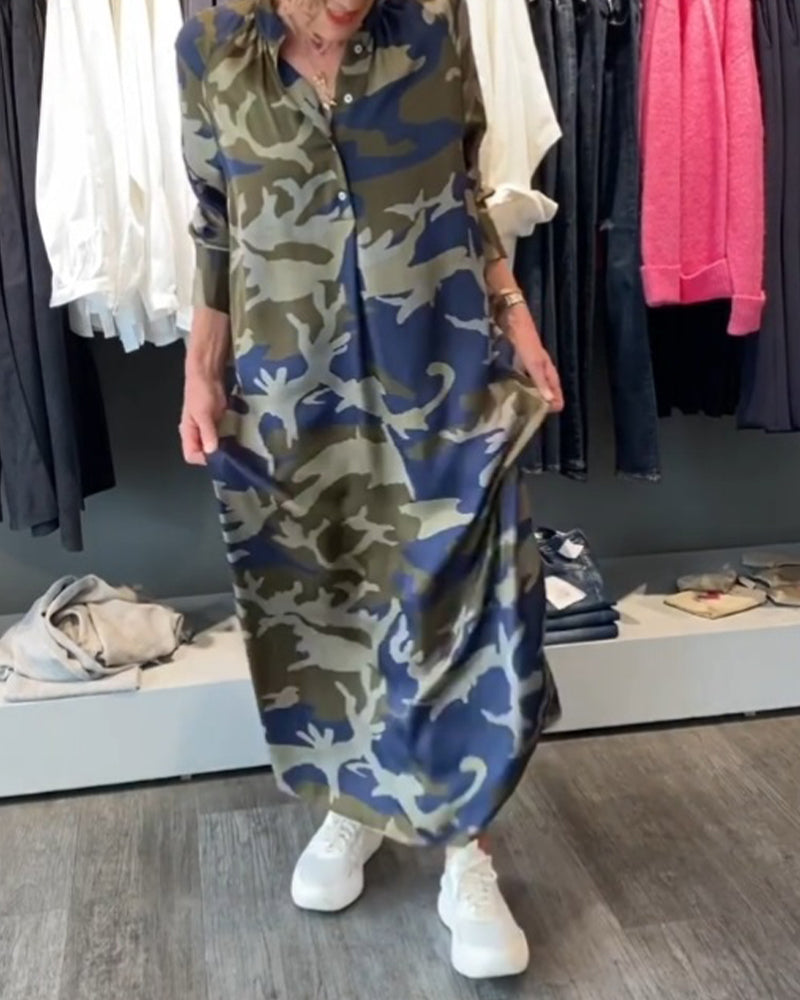 Camouflage style printed dress