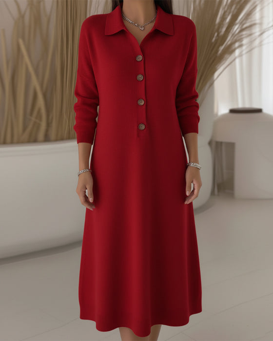 Fashionable Button-Down Lapel Dress