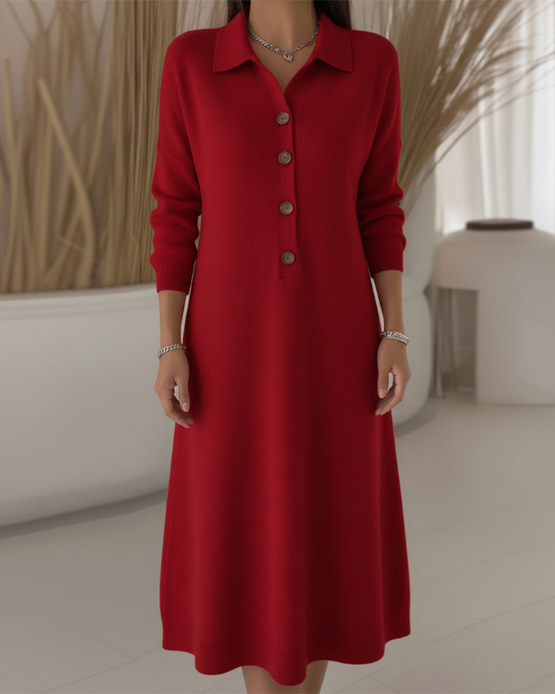 Fashionable Button-Down Lapel Dress