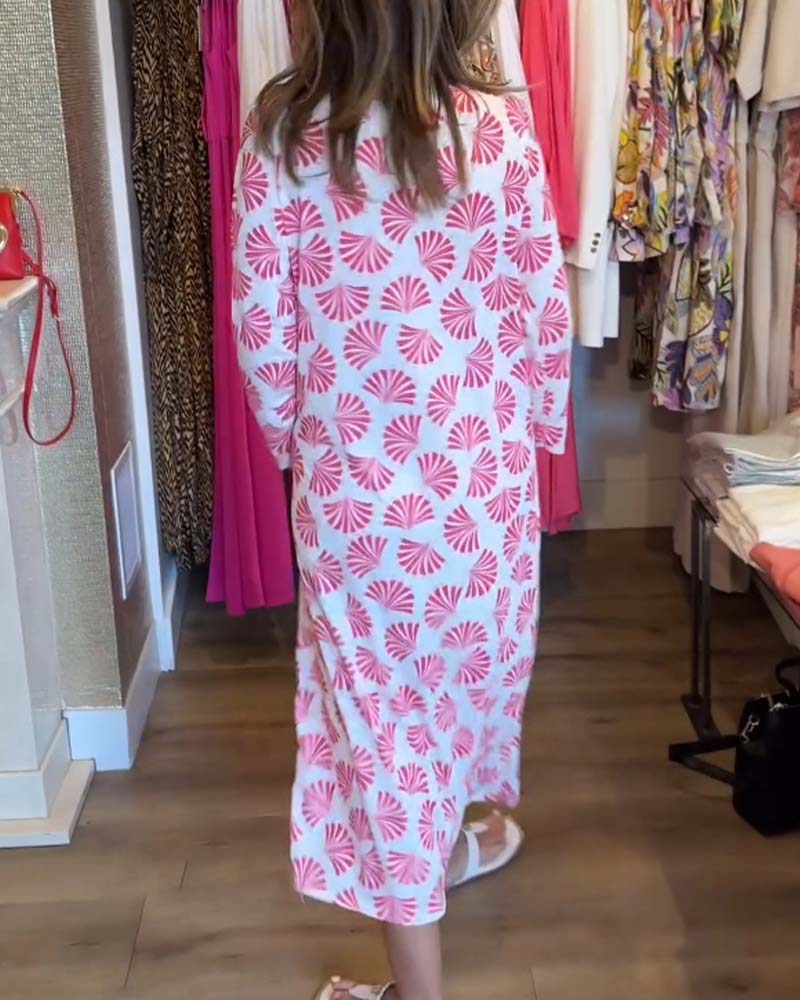 Casual Botanical Print Dress