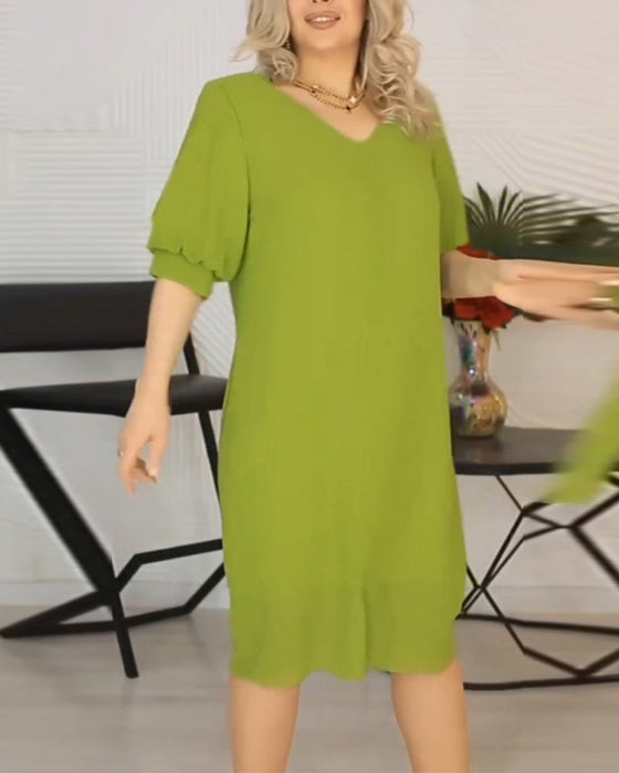V neck Lantern sleeve dress