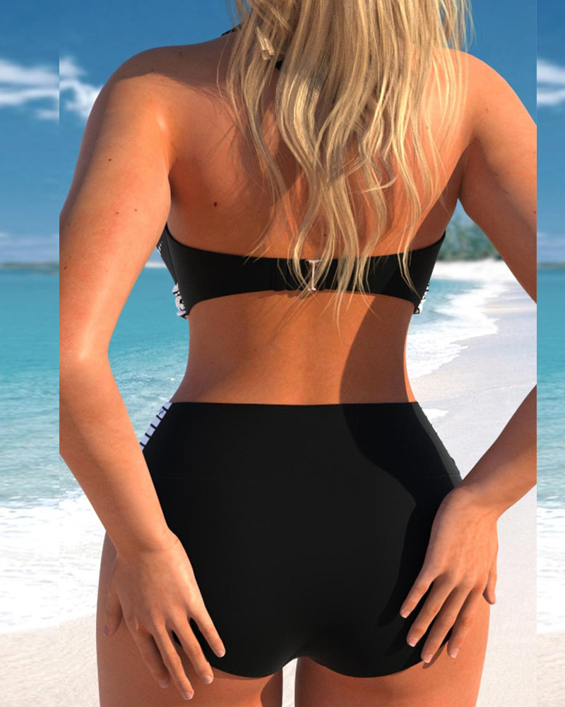 Sexy  high waist striped bikini