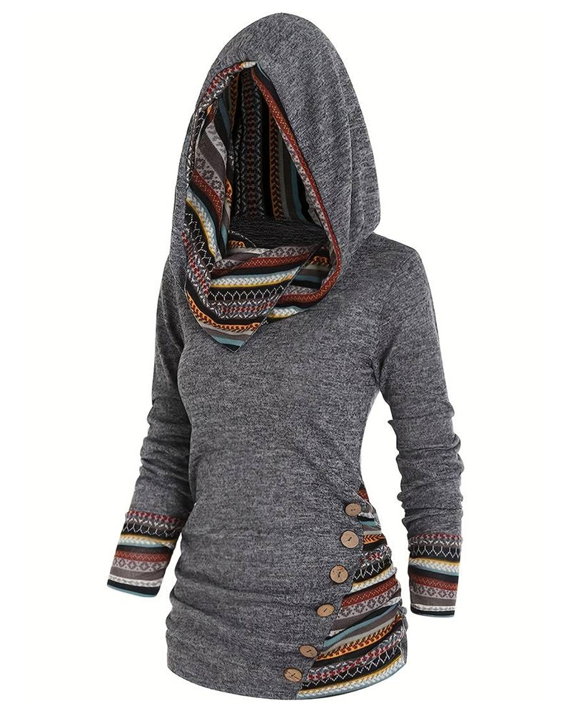 Contrast color casual hoodie
