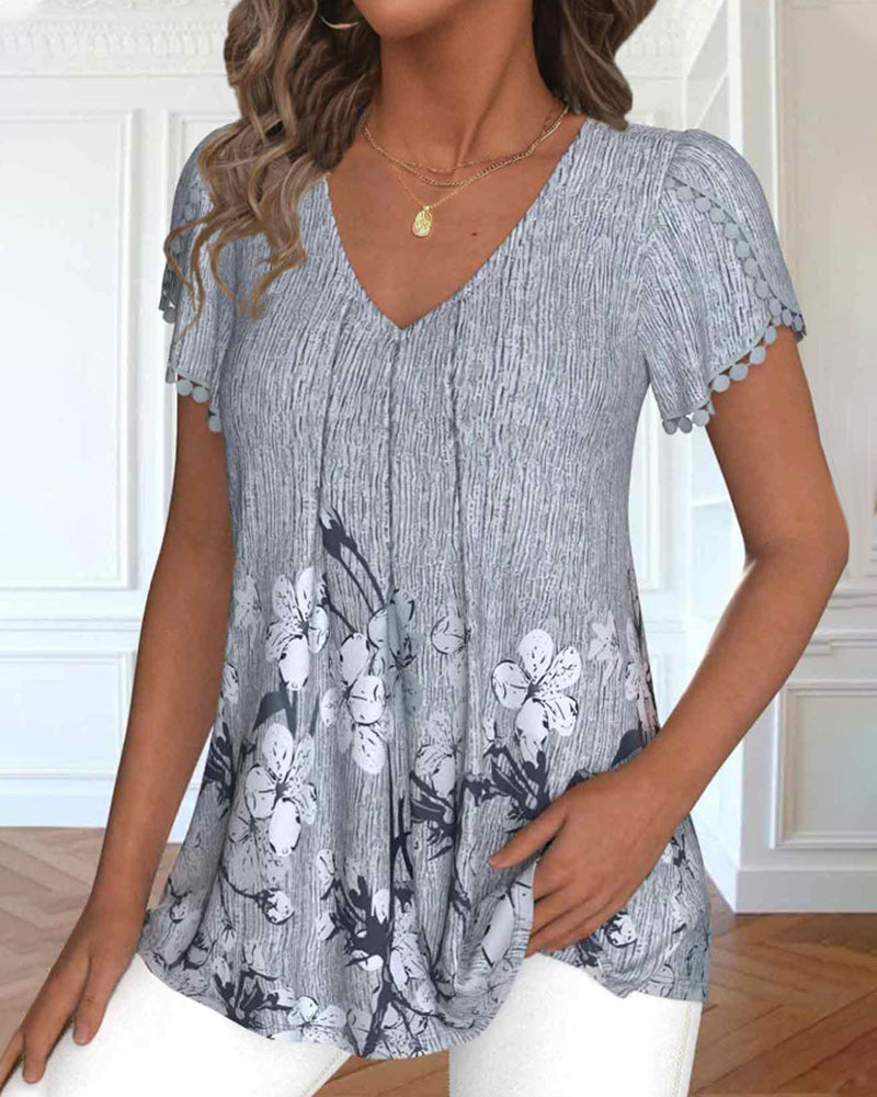 Short sleeve printed blouse