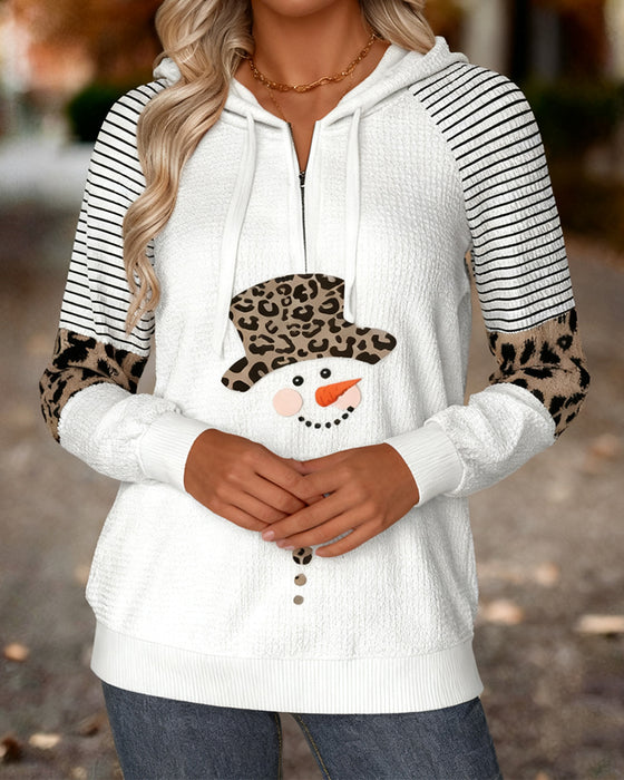 Long-Sleeved Textured Striped Hooded