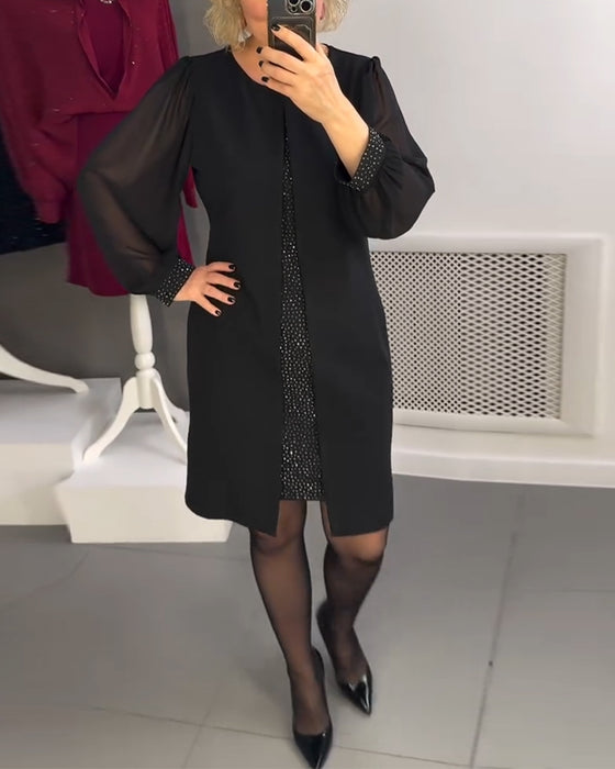 Round Neck Diamond Panel Dress