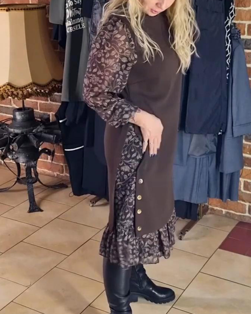 Round Neck Fake Two-Piece Dress