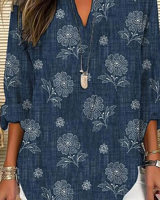 Floral print casual blouse