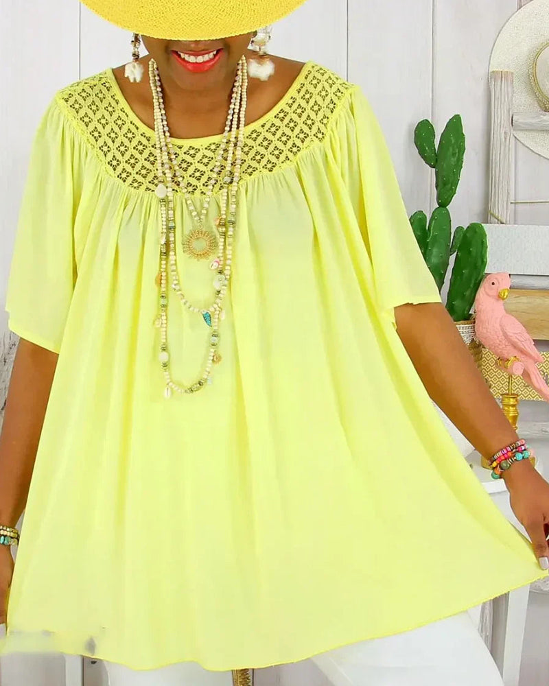 Solid Color Loose-Fitting Blouse