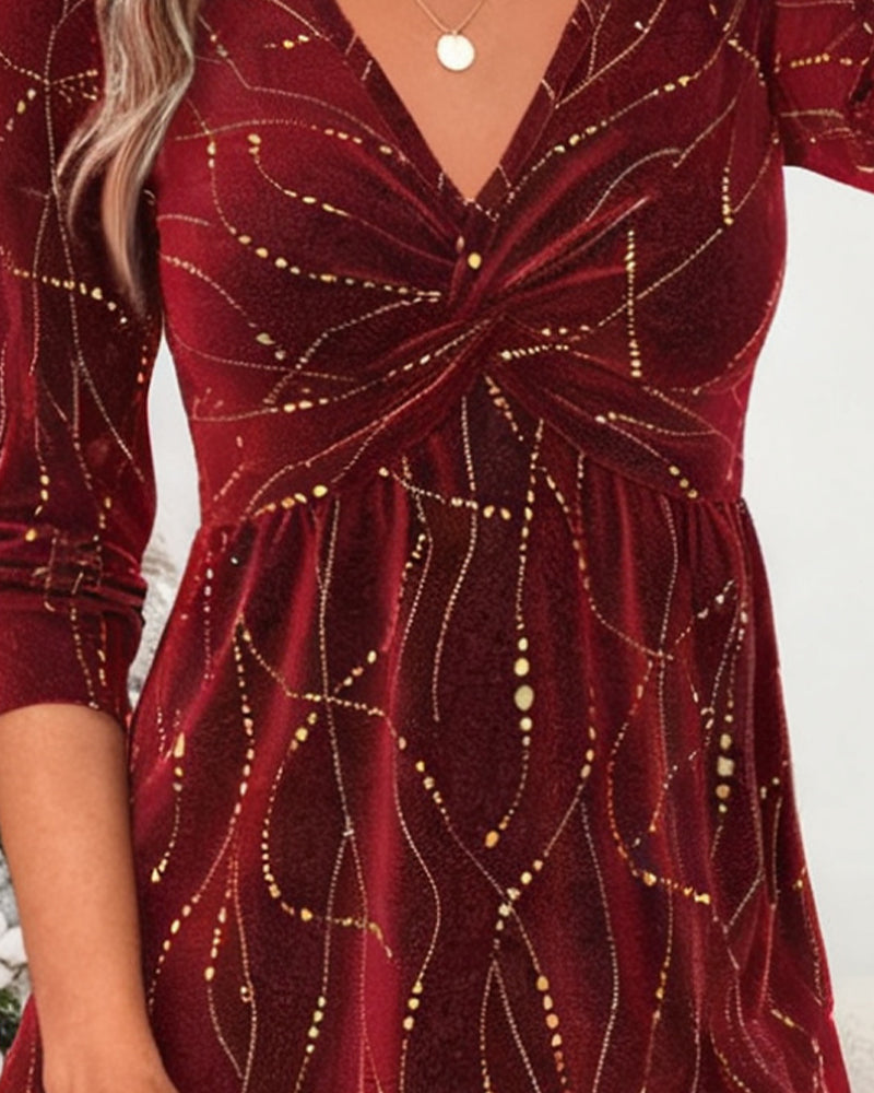 Long-Sleeved V-Neck Twist Top