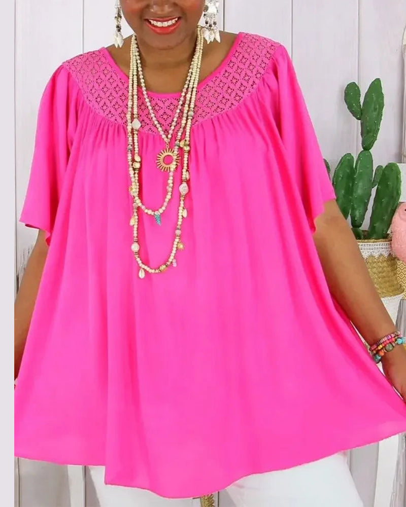 Solid Color Loose-Fitting Blouse