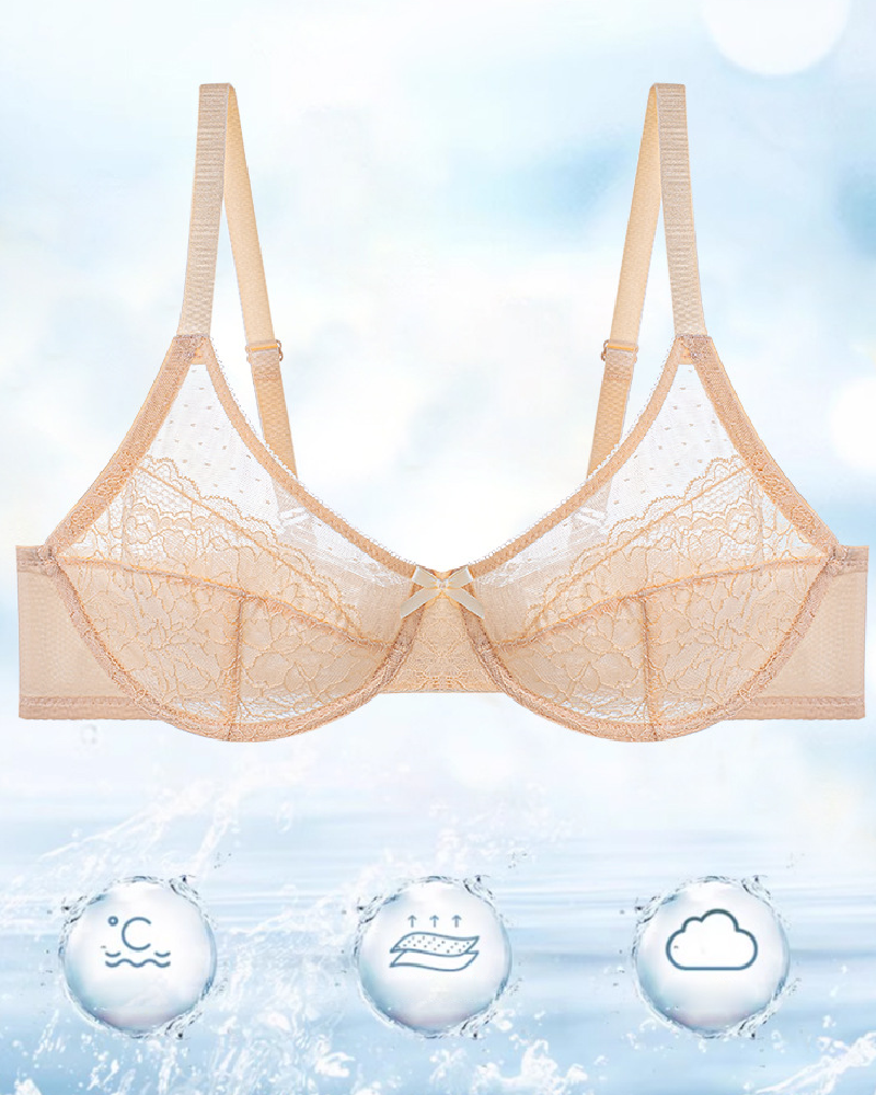 Mesh Lace Gathered Bra