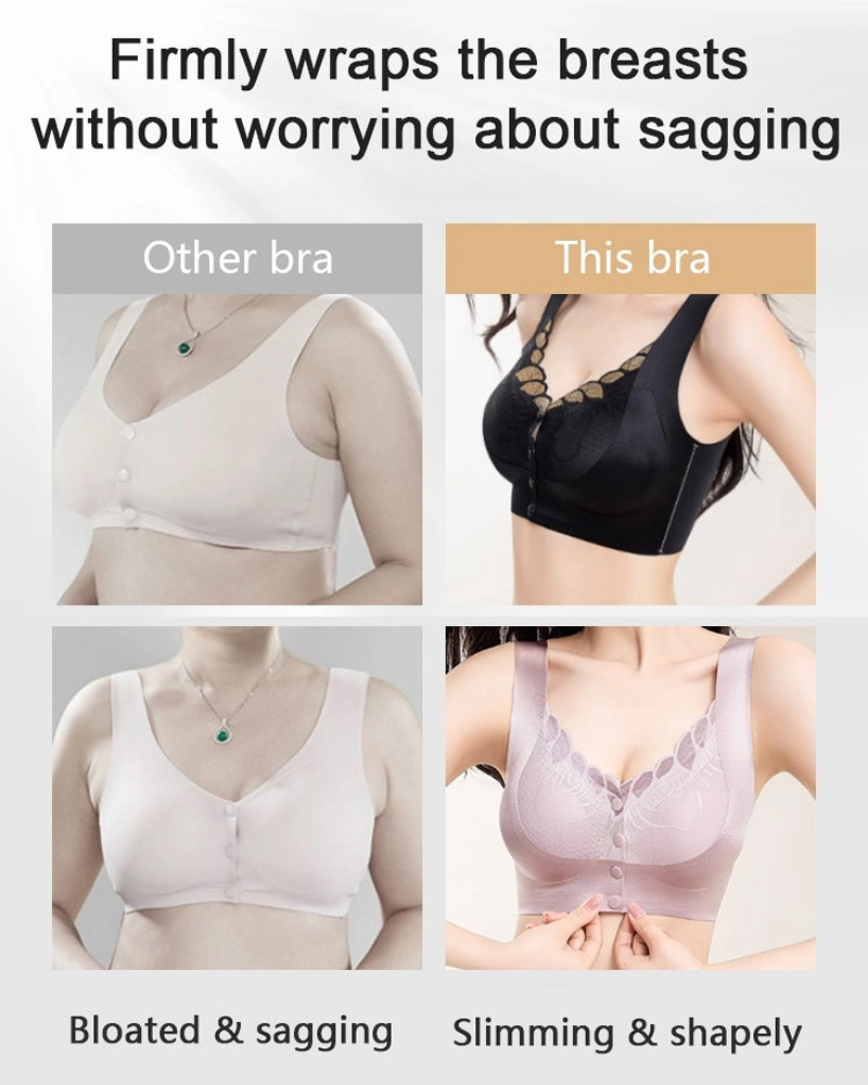 Front Buckle Satin Lace Bra
