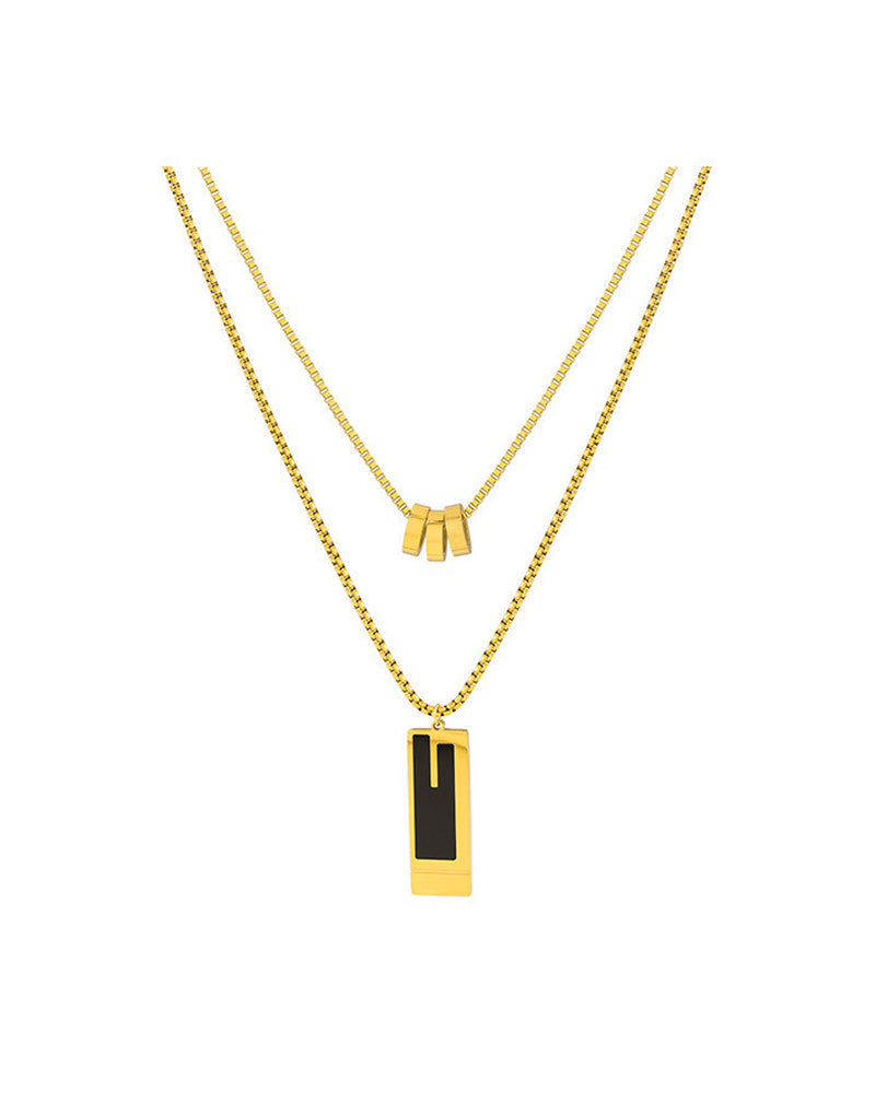 Double long necklace in titanium steel
