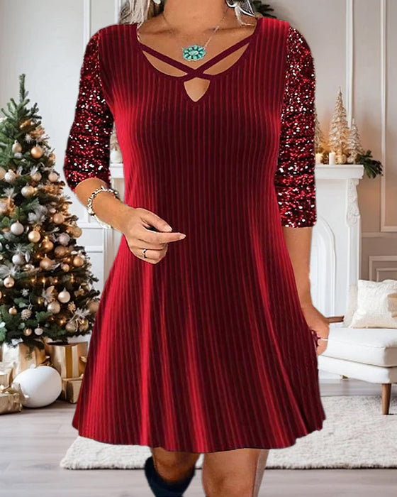 Sequin Ribbed Temperamental Dress
