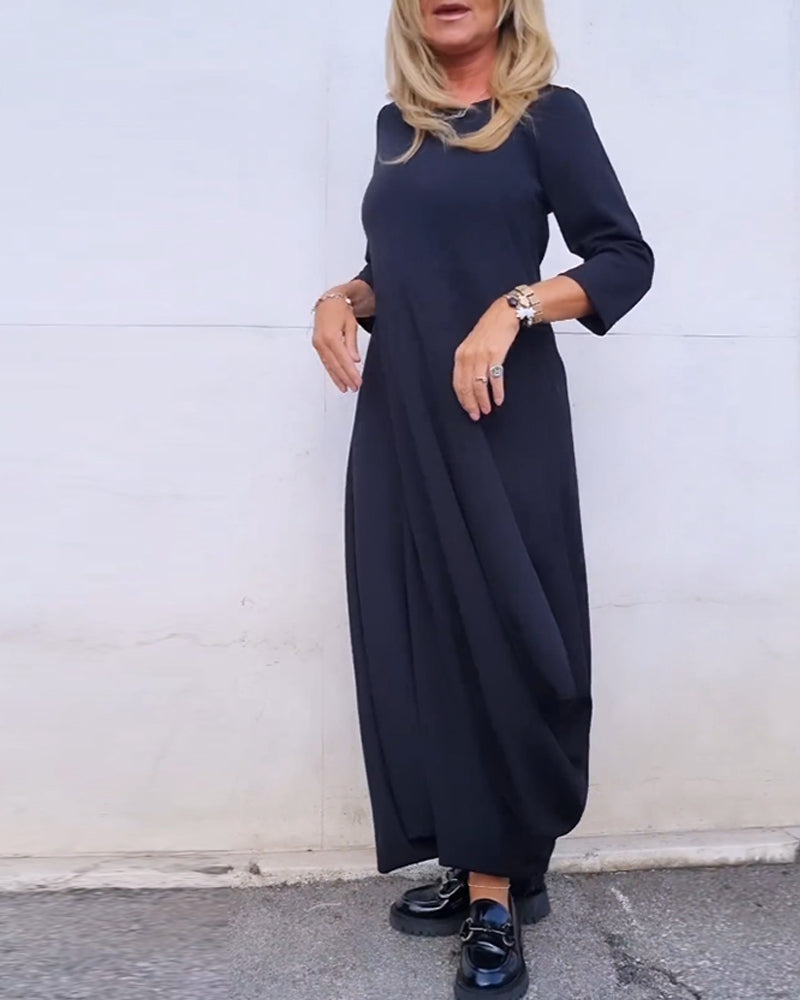 Simple solid color pocket dress
