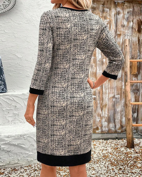 Casual Round Neck Slim Knee-Length Dress