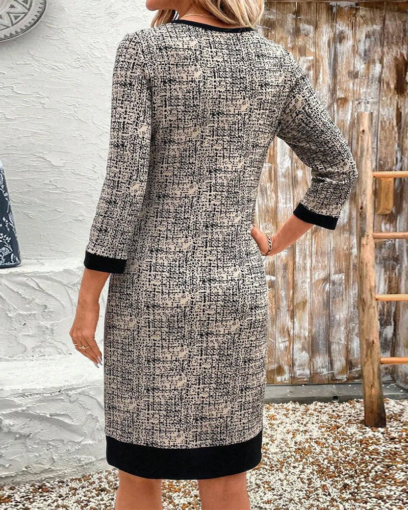 Casual Round Neck Slim Knee-Length Dress