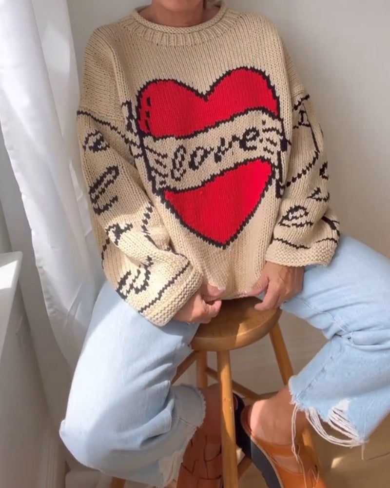 Love pattern casual sweater