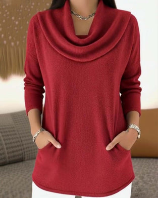 Cowl Neck Casual Long Sleeve Top