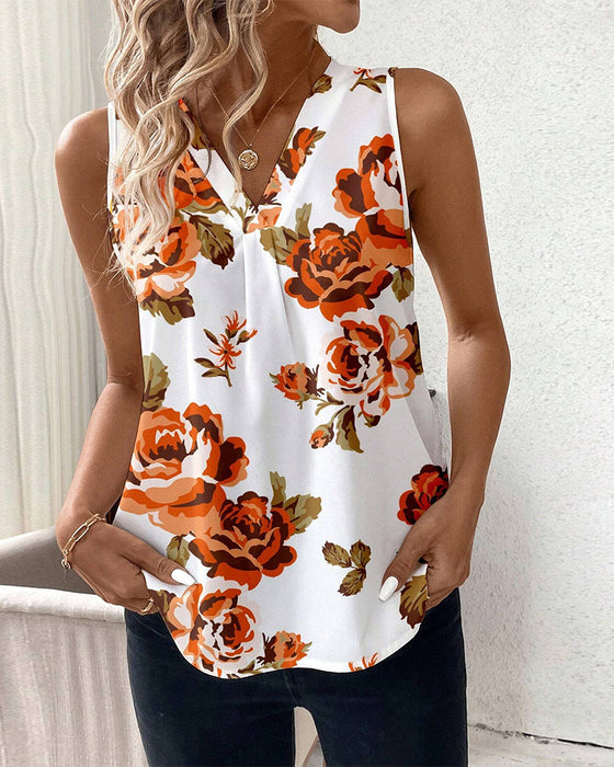 Casual sleeveless floral top