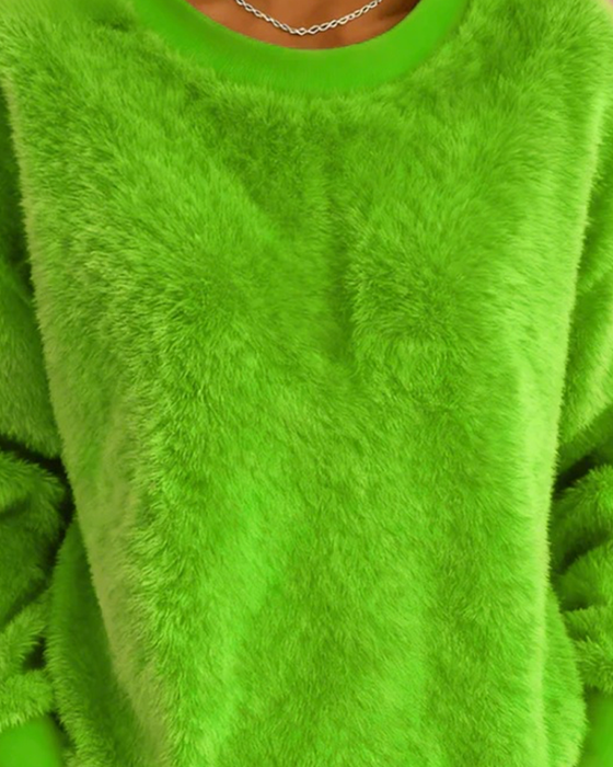 Solid Color Long-Sleeved Thick Sweatshirt