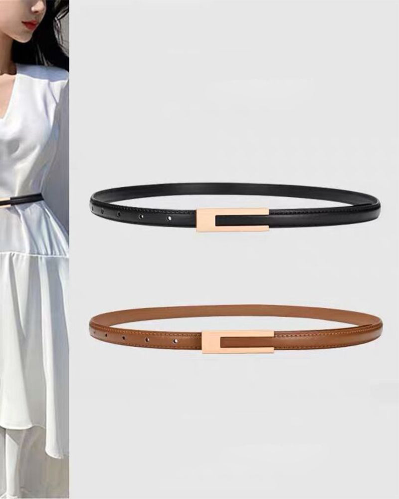 Simple retro solid color thin belt