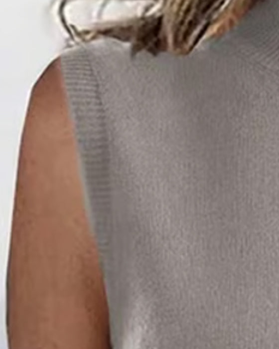 Sleeveless Turtleneck Vest Pullover