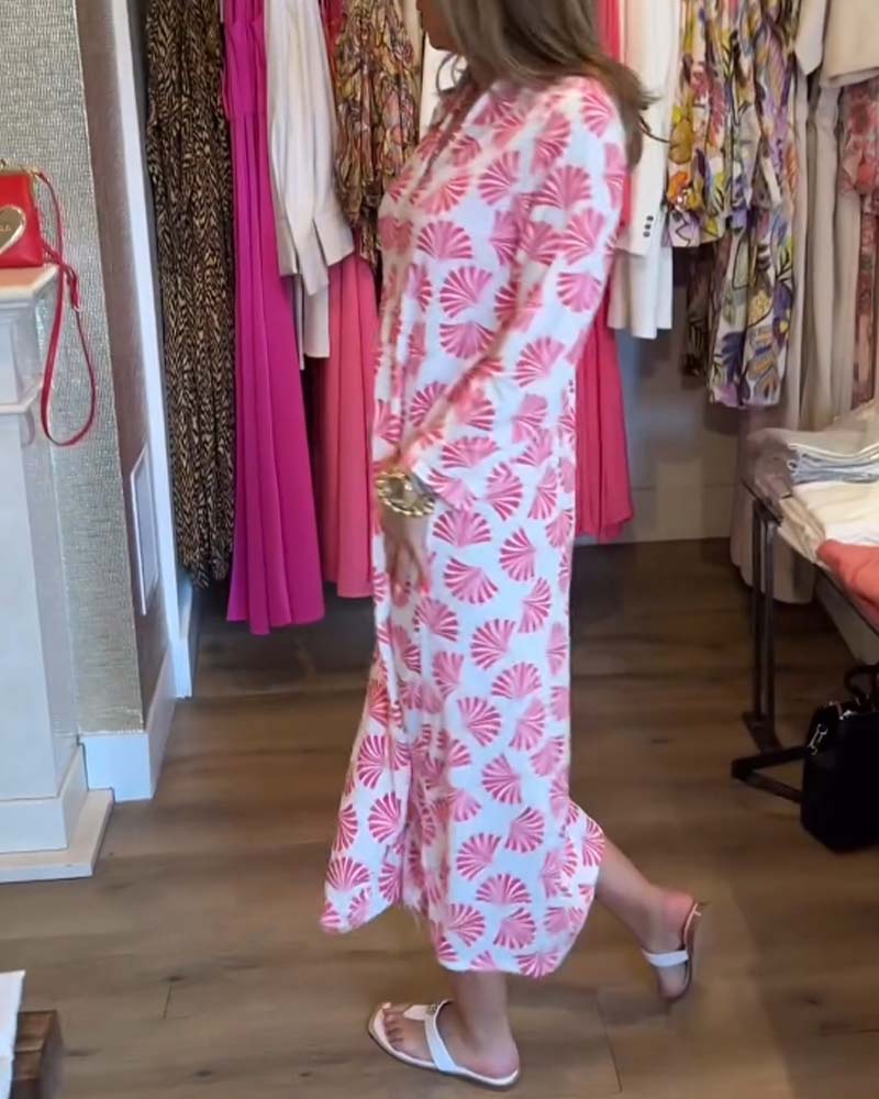 Casual Botanical Print Dress