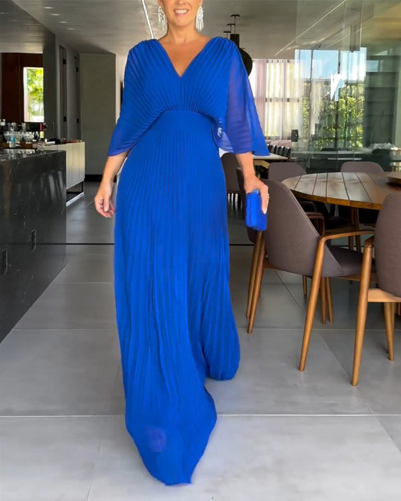 Pleated waist-cinching dress