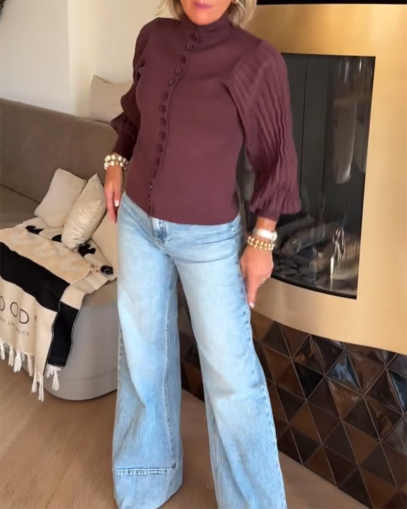 Long-Sleeved Button-Down Cardigan