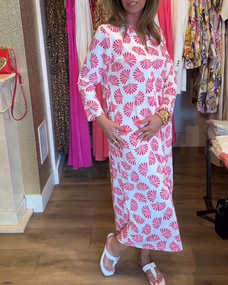 Casual Botanical Print Dress