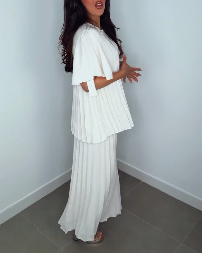 Solid color pleated loose sets