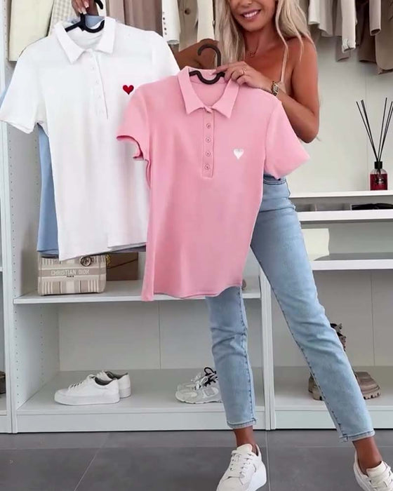 Lapel Polo Shirt Solid Color Slim Fit T-Shirt
