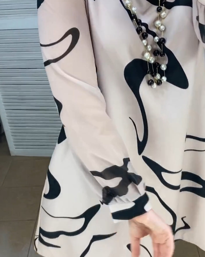 Simple printed round neck dress