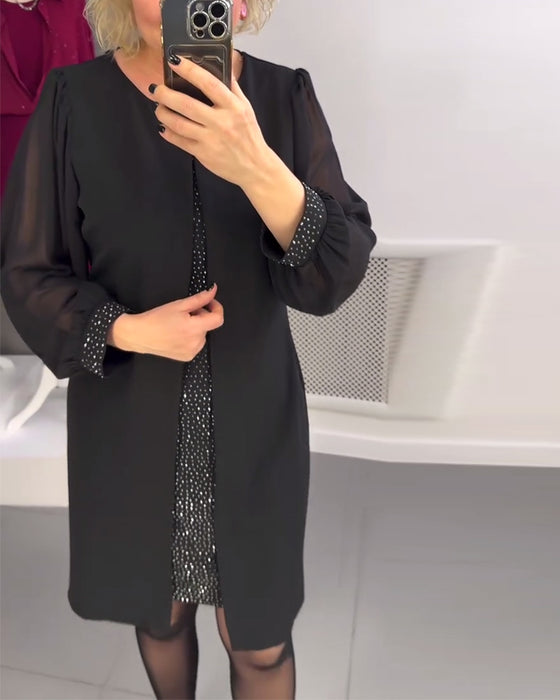 Round Neck Diamond Panel Dress
