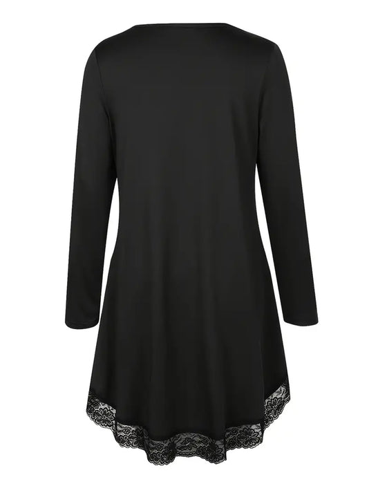 Irregular Long-Sleeved Mesh Patchwork Top