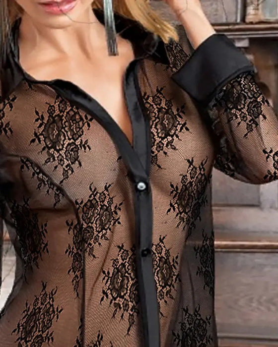Sexy Lace-Trimmed Solid Color Erotic Lingerie