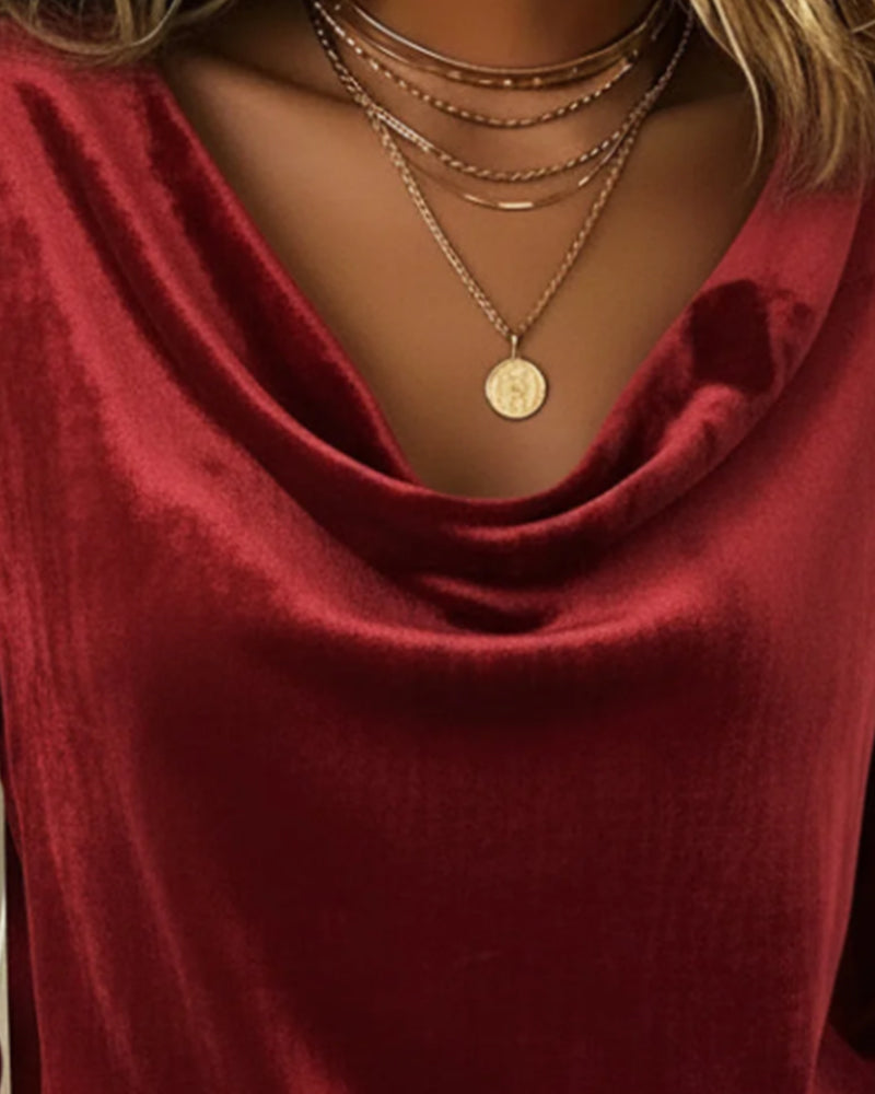 Solid Color Fashionable Trumpet Sleeve Top