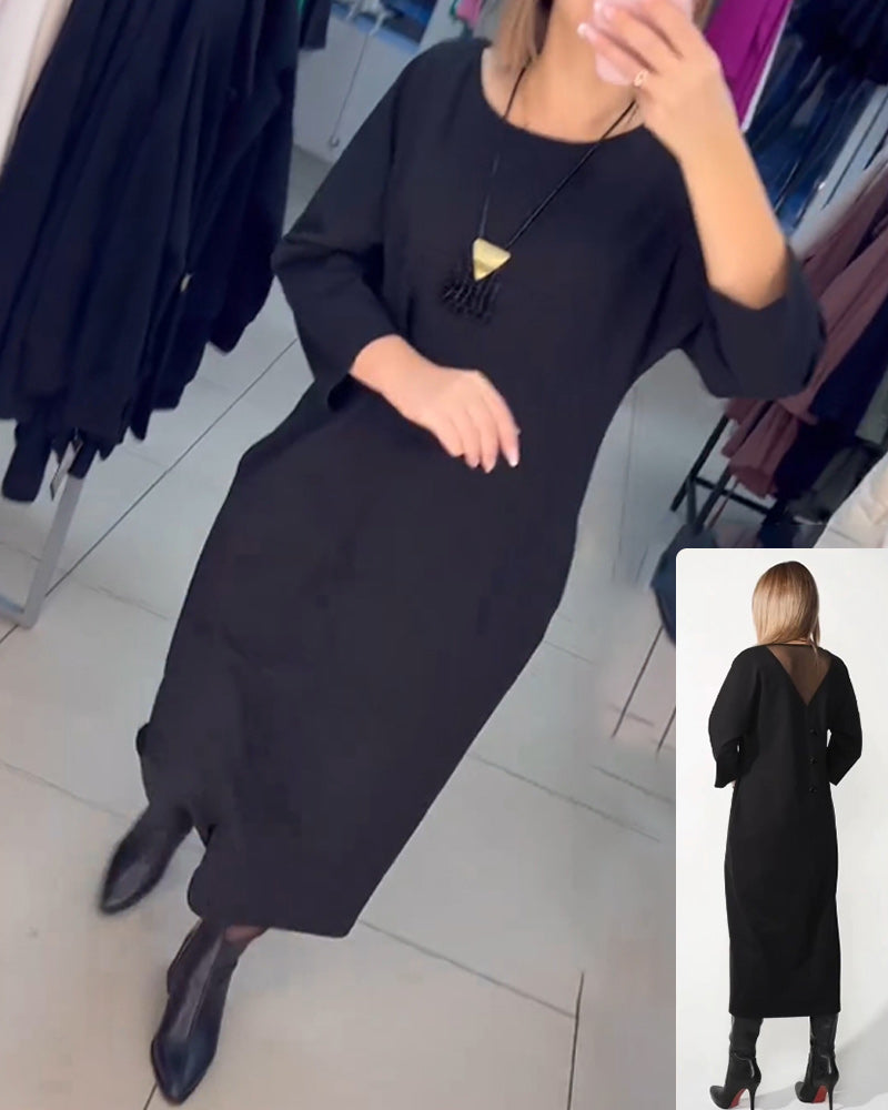 Casual long-sleeve pocket dress