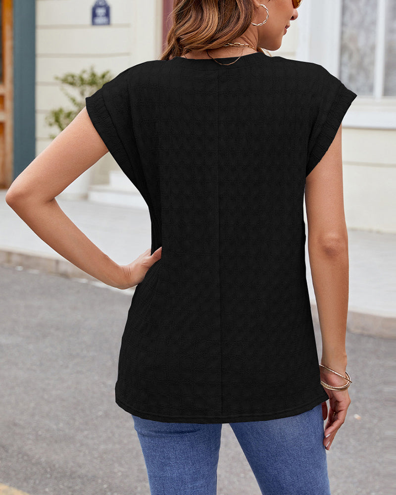 Round Neck Solid Color Short Sleeve T-Shirt