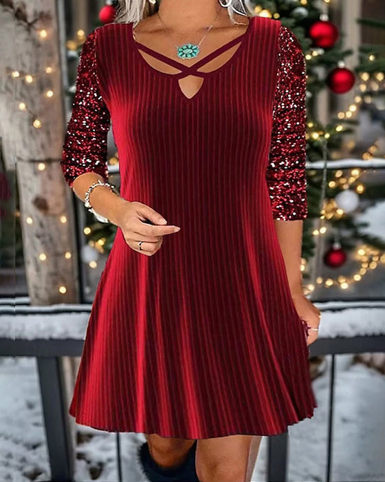 Sequin Ribbed Temperamental Dress