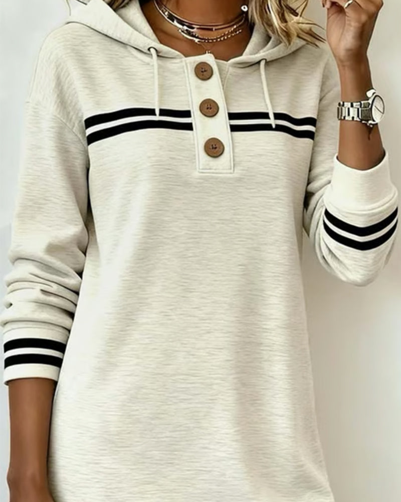 Hooded Striped Color-Block Casual Dress