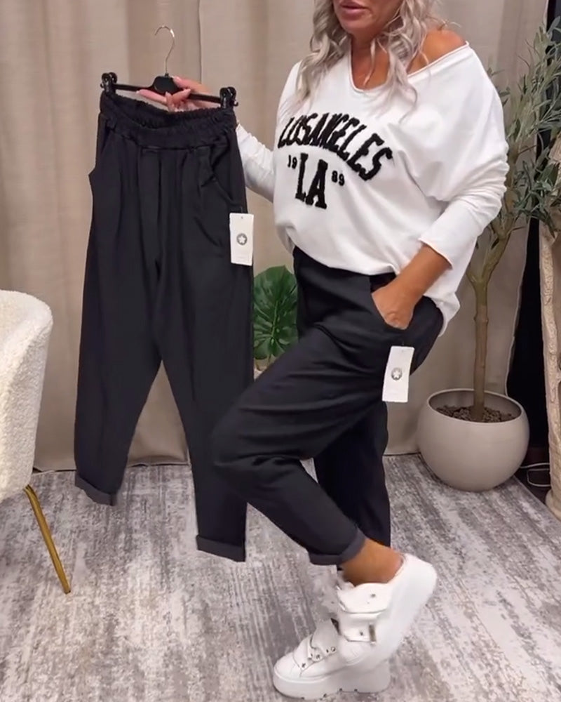 Casual solid color pocket pants