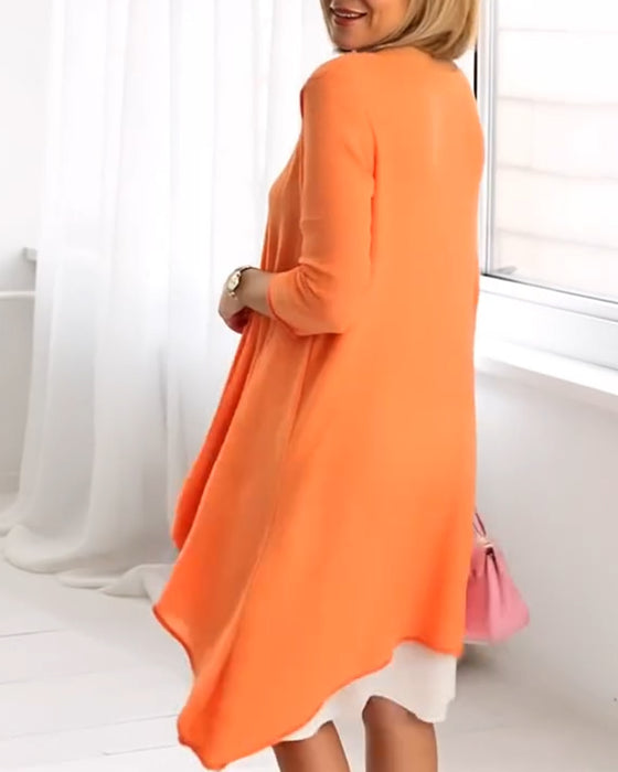 Floral Print Patchwork Long-Sleeved Set