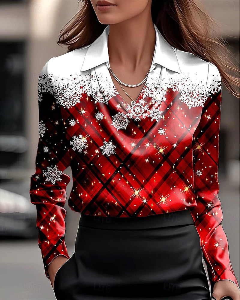 Fashionable Snowflake Print Blouse