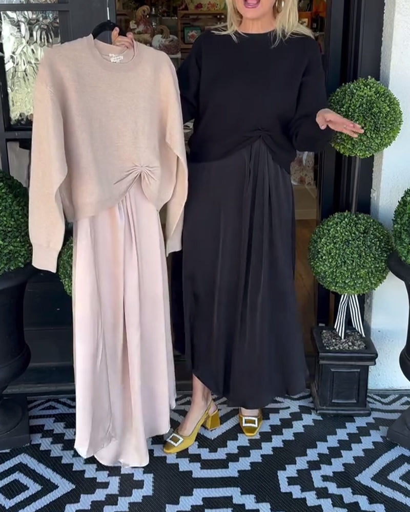 Solid Color Pleated Versatile Set