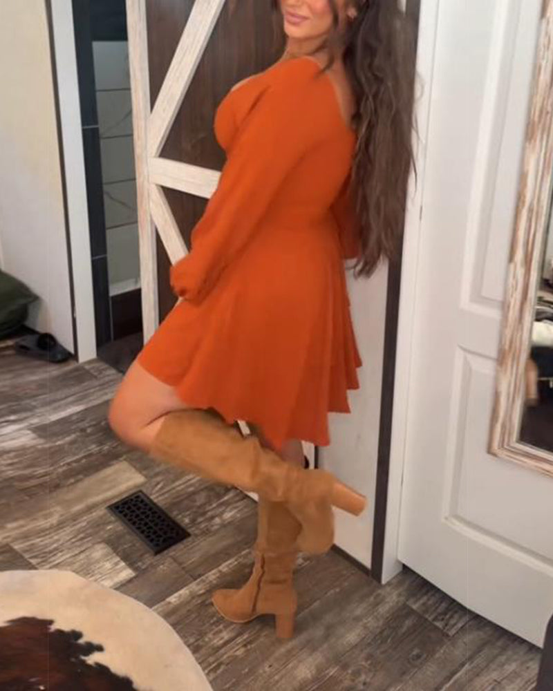 Twisted V-Neck Temperamental Dress